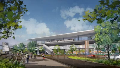 Drawing of proposed Inglewood People Mover station in Inglewood, California.