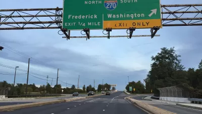 View east along Maryland State Route 927 (Montrose Road) at Interstate 270 (Washington National Pike) in Potomac, Montgomery Cou