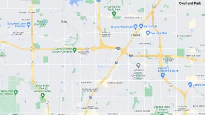 A map view of K-10 where it cuts across Johnson County, Kansas.