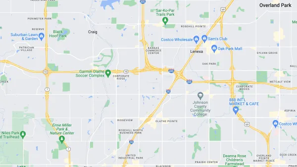 A map view of K-10 where it cuts across Johnson County, Kansas.
