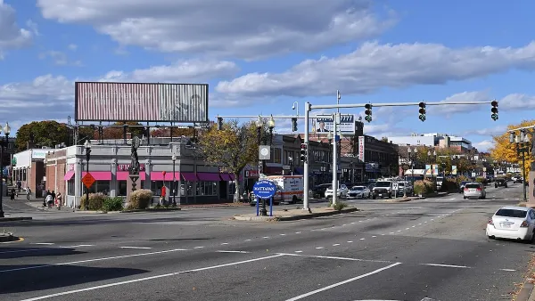 Intersection with Mattapan sign in Mattapan neighborhood of Boston, Massachusetts.