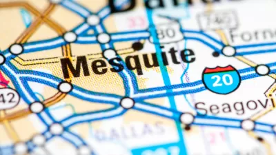 A map showing the city of mesquite with surrounding freeways, roads, and cities.