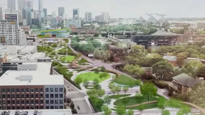 Rendering of Midtown Connector freeway cap park in Atlanta, Georgia