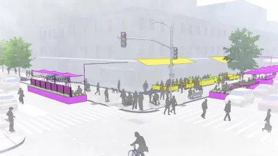 Rendering of outdoor dining patio design for New York City street.