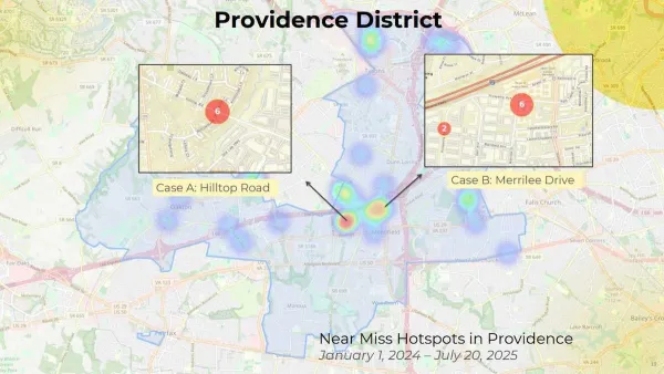 Heat map of high-incident 'near miss' locations in Virginia.