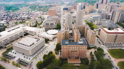 A view from above of the Oakland neighborhood in Pittsburgh.
