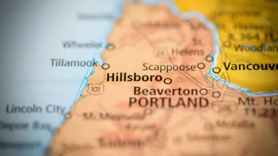 A map of the northwest corner of Oregon, focusing on the city of Hillsboro.
