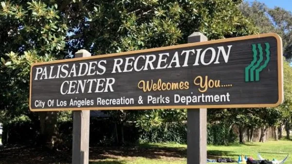 Sign for Palisades Recreation Center in Pacific Palisades, Los Angeles, California.