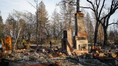 Fire damanged home in Paradise, California