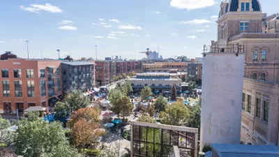 The historic Pearl District in San Antonio is pictured on a beautiful dat.