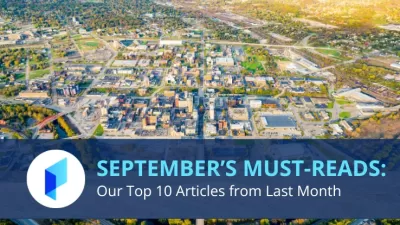 September's must-reads: Planetizen's top 10 articles from September with aerial view of Akron, Ohio, in the background.