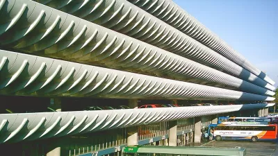 Photo of brutalist bus station in Lancashire, England