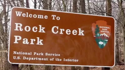 Welcome sign for Rock Creek Park, Washington. D.C.