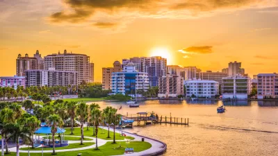 Sunset view of Sarasota, Florida skyline