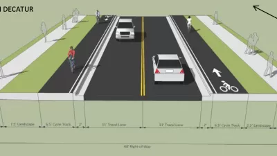 Rendering of proposed Church Street raised separated cycletracks and reduced traffic lanes