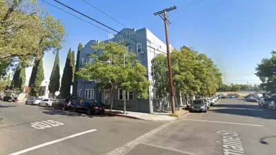 Google Maps street view of intersection of Romaine and Serrano in Los Angeles, California