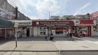 Google Street view of site of proposed One45 towers in Harlem, New York City