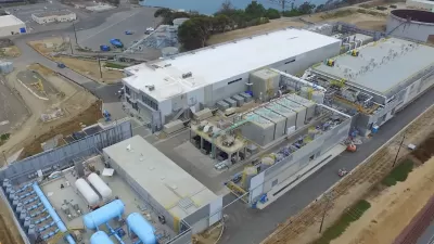 Aerial view of desalination plant in Carlsbad, California