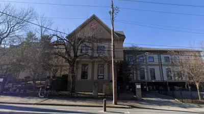 Google street view of brick two-story building housing Salvation Army supportive housing shelter in Atlanta, Georgia.
