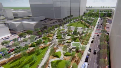 Rendering of proposed South Loop Link Park over I 670 in Kansas City, MO