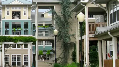Three-story apartment buildings in Takoma Village, a cohousing complex in Washington, D.C.