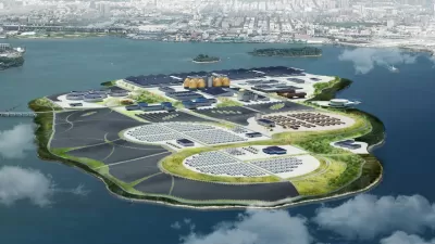 Conceptual rendering of Rikers Island redevelopment as renewable energy facility