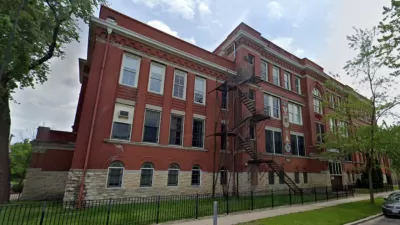 Google Maps street view of historic red brick school building in CHicago, Illinois
