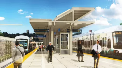 Rendering of proposed East Link light rail station.