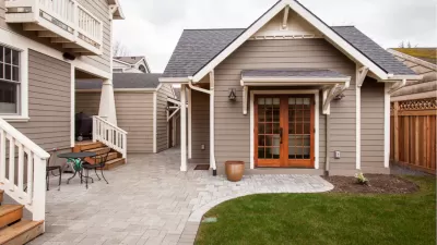 Small backyard cottage with gabled roof in San Diego, California.