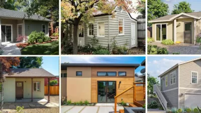 Collage of six backyard cottages/ADUs in Cincinnati, Ohio.