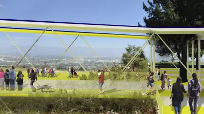 Rendering of pedestrian walkway on hilltop at Puente Hills Landfill Park.