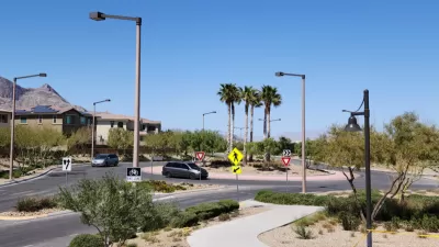 Mini roundabout with landscaping in Las Vegas, Nevada.