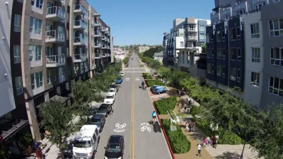 Rendering of proposed greenway design for downtown San Diego street.