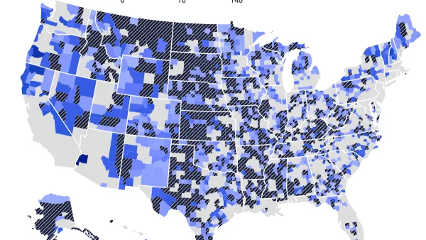 Map of EV charging ports in rural U.S. communities.