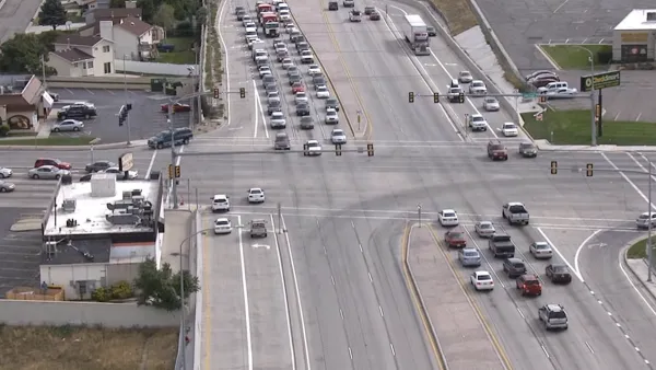 Aerial view of traffic in a large intersection in North Carolina.