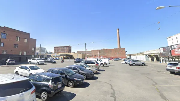 Google street view of parking lot with cars in Spokane, Washington, Washington.