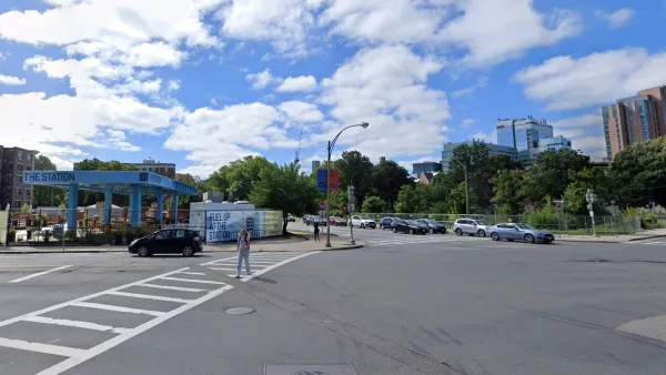 Google Street View of large intersection in Boston, Massachusetts.