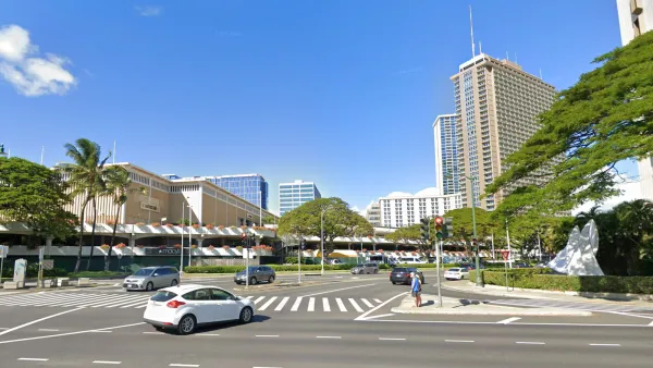 Google street view of intersection with crosswalk in Honolulu, Hawaii.