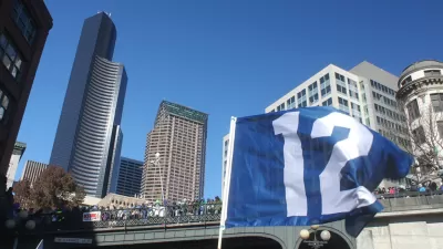 Seattle SUper Bowl Parade 12th Man Flag