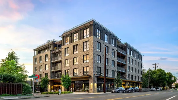 Co-housing building in Seattle, Washington with retail on ground floor.