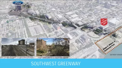 Rendering with map overlay of Southwest Greenway route
