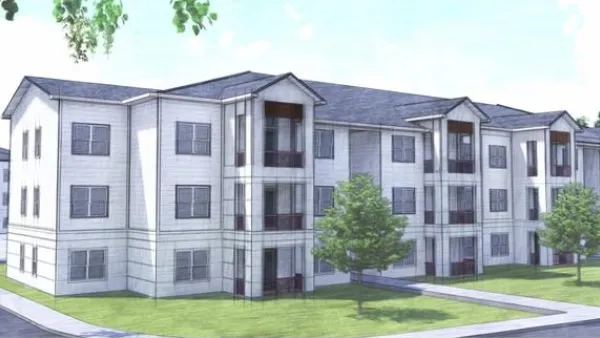 Rendering of white and grey apartment building in St. Augustine, Florida.