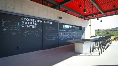 Chalkboard at Stoneview Nature Center park in Culver City, California.