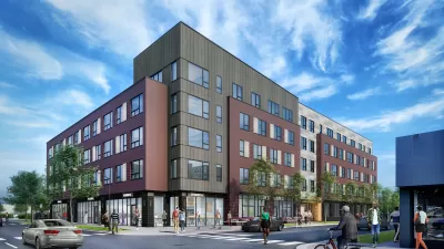 Rendering of Park Station mixed-use development in Woodlawn neighborhood of Chicago, Illinois.