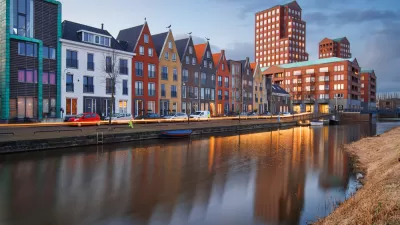 Amersfoort, Netherlands cityscape in the Vathorst district at twilight.