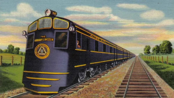Postcard depiction of an old train line