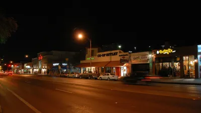 Wide roadway in Austin, Texas at night.