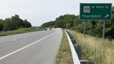 Green highway exit sign for Thurmont, Maryland.