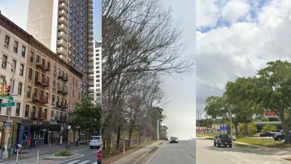 Three images of different sprawl environments