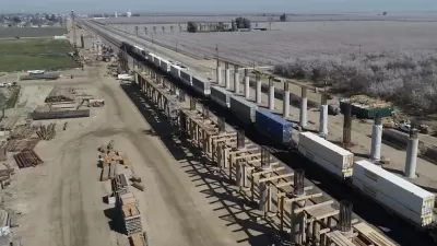 Wasco Viaduct under construction in California's Central Valley as part of California High-Speed Rail project.